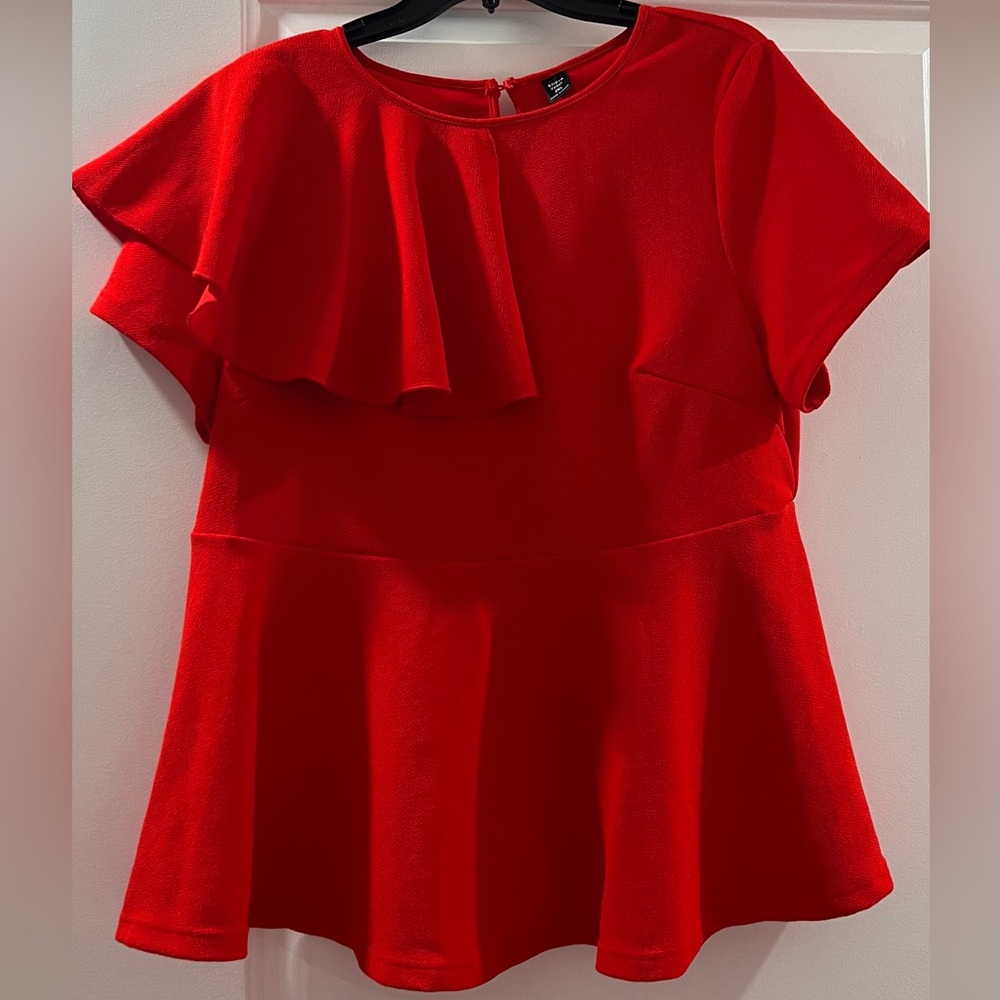 Elegant Red Women's Peplum Top